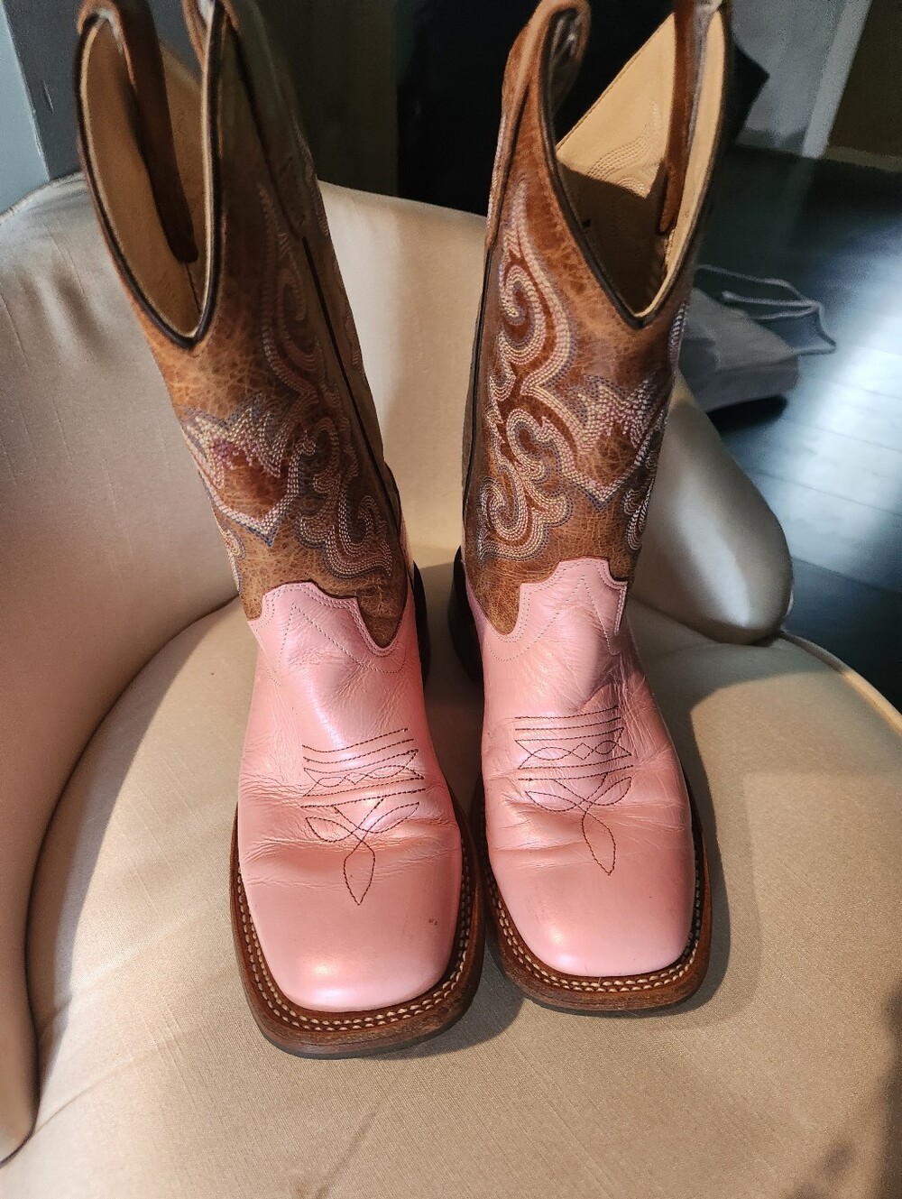 Girls Old West  Pink and Brown Western Cowboy Boots